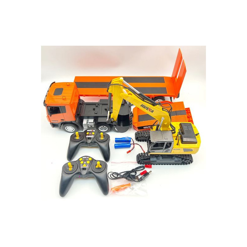 Huina Trailer Truck Tractor Excavator 9ch 1/18 (RTR)