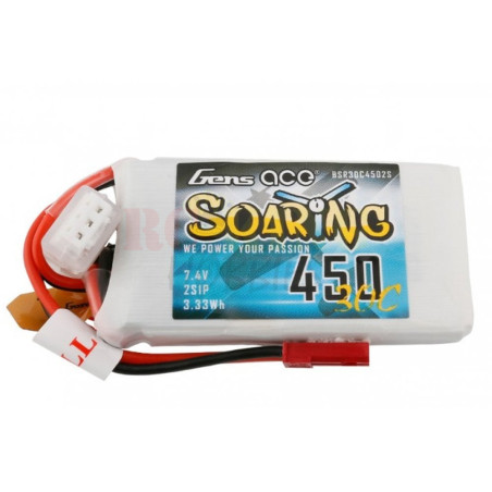 Gens Ace 450mah 2S 7.4v 30C LiPo Battery Soaring