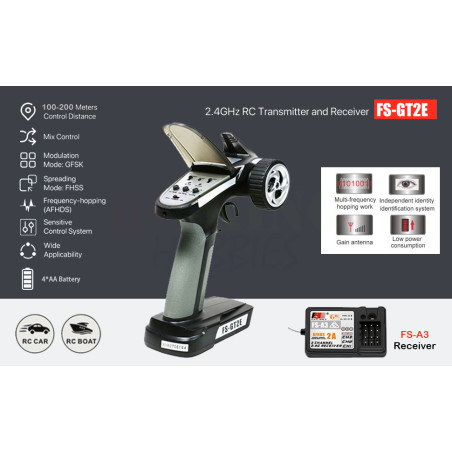 FlySky FS-GT2E 2.4Ghz 2CH Transmitter w/Receiver