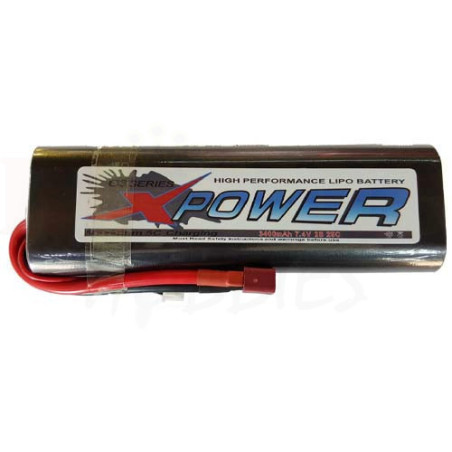 XPower 3400mah 2S 7.4v 25C Hard Case Li-Po Battery Pack